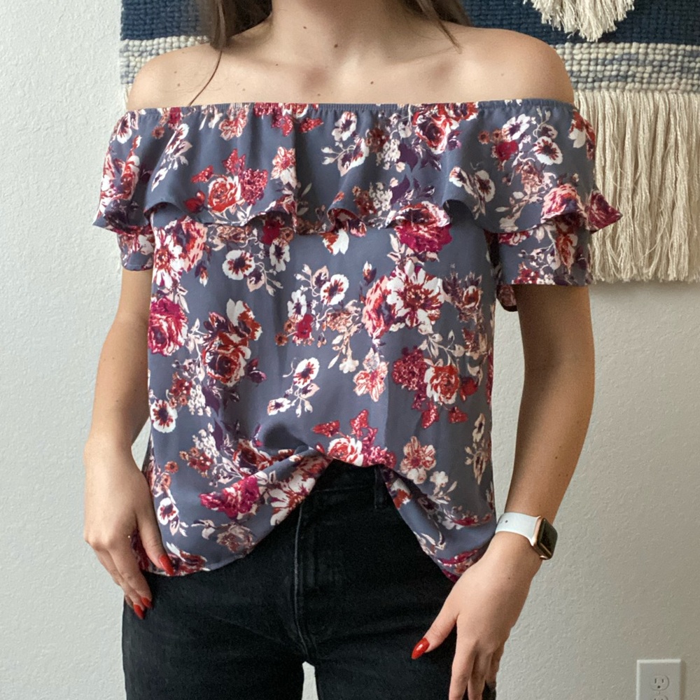 Off the Shoulder Floral Blouse